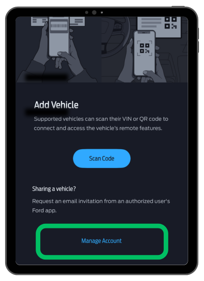 Manage Account in FordPass App